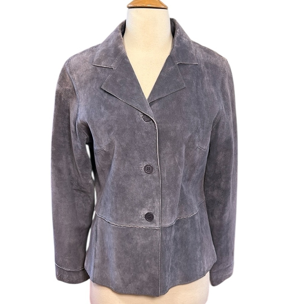 Brandon Thomas 100% Leather Suede Blazer Blue/Purple color size Medium